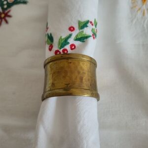 4 Solid Brass Table Linen Napkin Ring Set